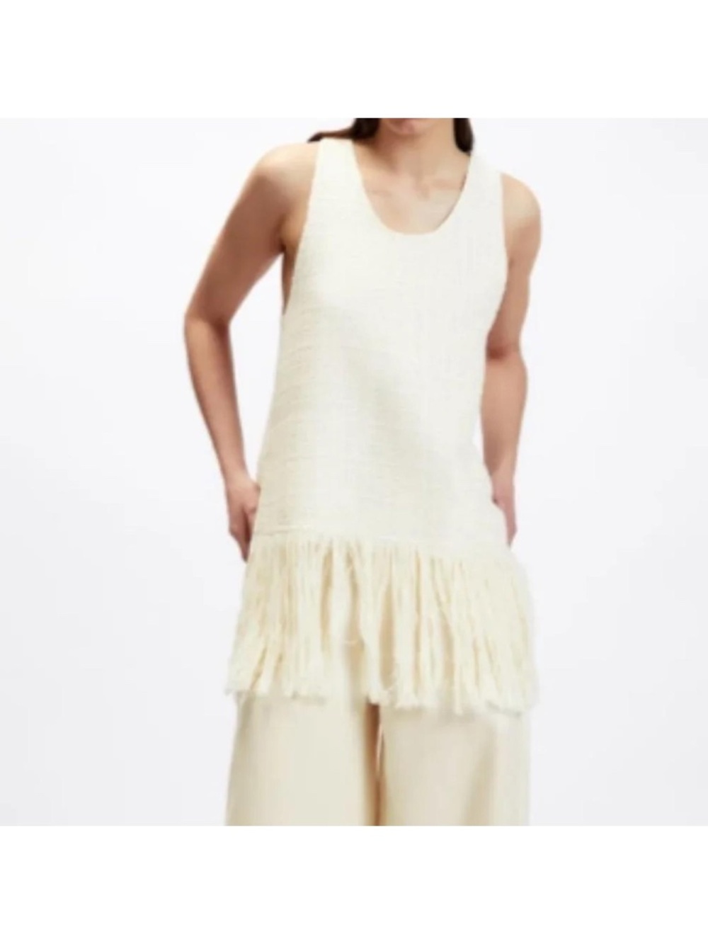 ZARA Tweed Fringe Tunic Top
